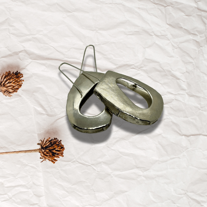 Molten Silver Ovals Earrings